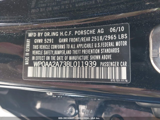 2011 PORSCHE PANAMERA WP0AA2A73BL011939 Photo 8