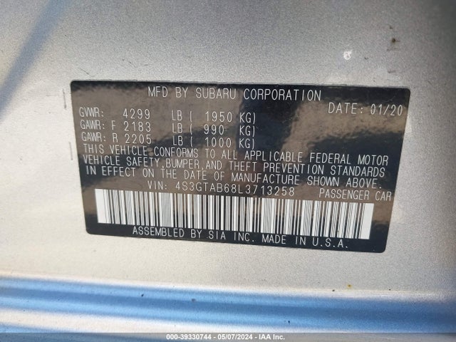 Subaru Impreza 5-door 2020 4S3GTAB68L3713258 Image 9