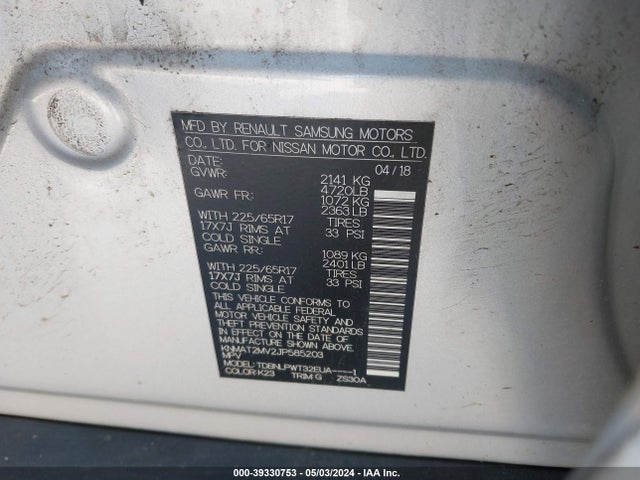 Nissan ROGUE S 2018 KNMAT2MV2JP585203 Image 9