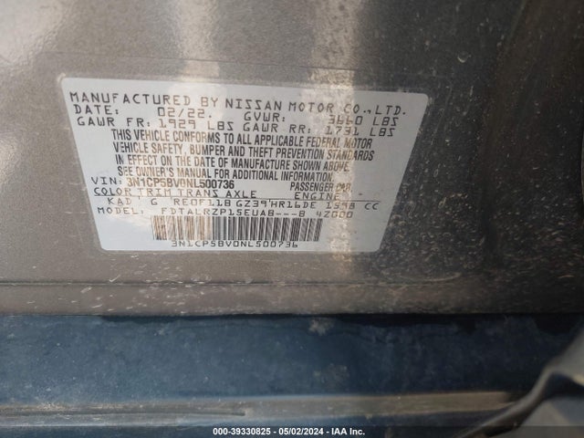 Nissan Kicks S Xtronic Cvt 2022 3N1CP5BV0NL500736 Image 9