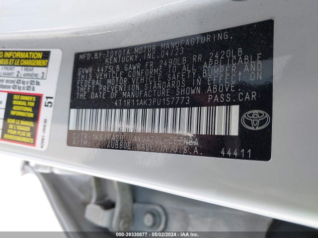 Toyota CAMRY LE 2023 4T1R11AK3PU157773 Image 9