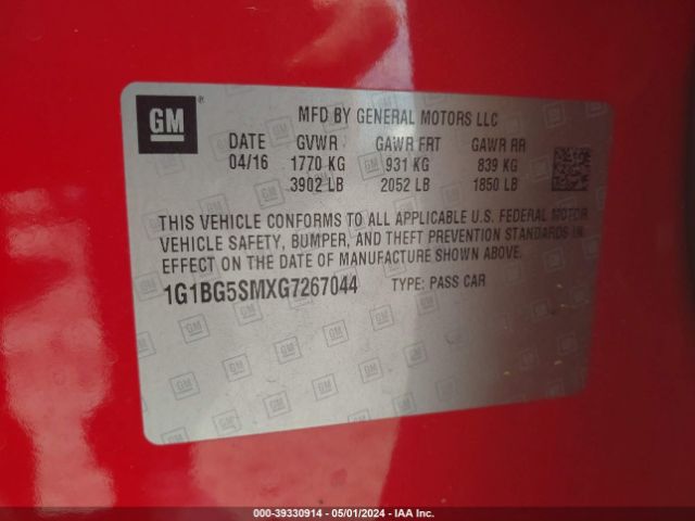 1G1BG5SMXG7267044 Chevrolet Cruze Premier Auto