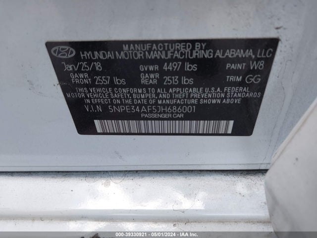 Hyundai SONATA SEL 2018 5NPE34AF5JH686001 Image 9
