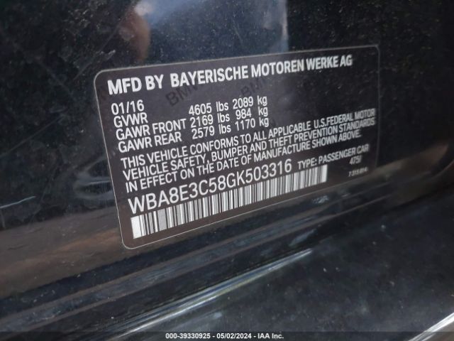 WBA8E3C58GK503316 BMW 328i Xdrive