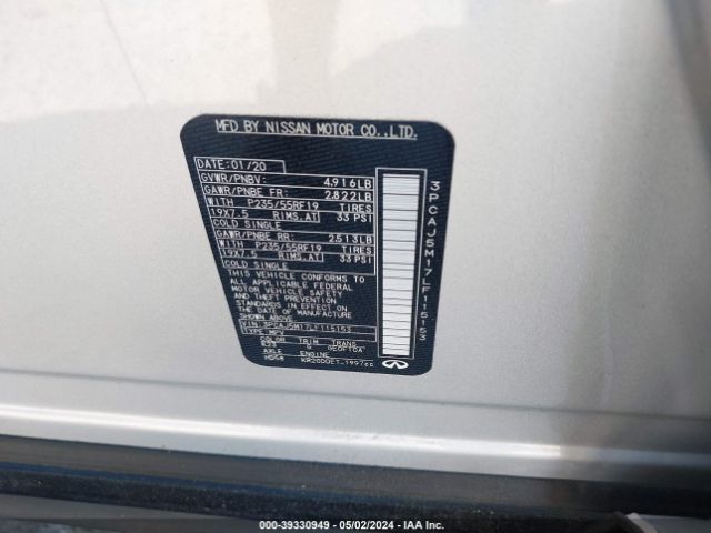 3PCAJ5M17LF115153 Infiniti Qx50 Luxe
