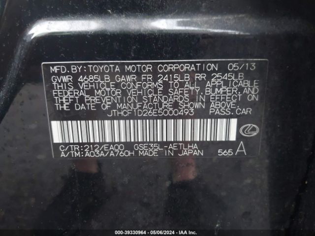 JTHCF1D26E5000493 Lexus IS 250
