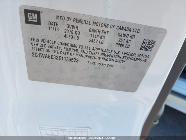 Chevrolet Impala Limited Ls 2014 2G1WA5E32E1135573 Image 9