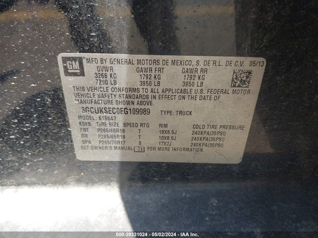 Chevrolet Silverado 1500 2lz 2014 3GCUKSEC0EG109989 Image 9