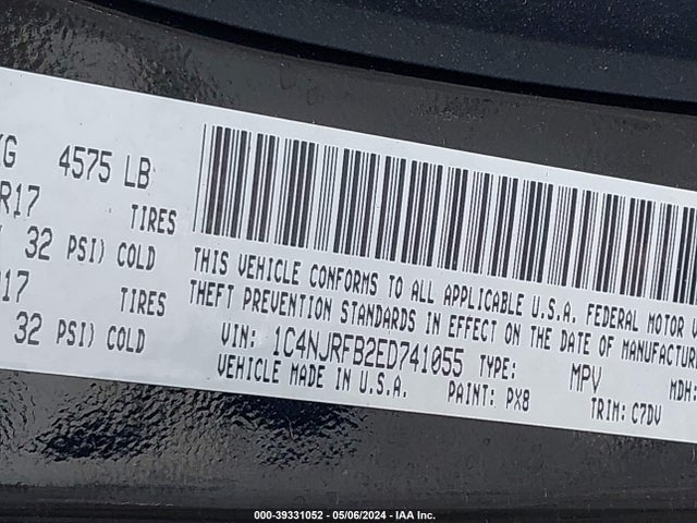 1C4NJRFB2ED741055 Jeep Patriot Latitude