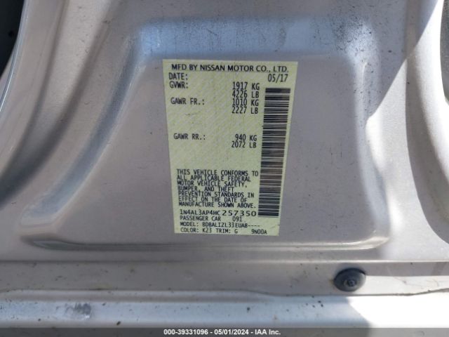 1N4AL3AP4HC257350 Nissan Altima 2.5 Sv