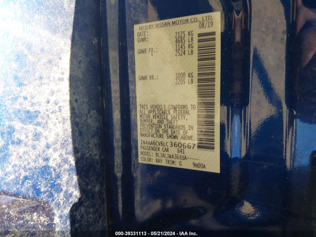 Nissan Maxima Sv Xtronic Cvt 2020 1N4AA6CV6LC360667 Image 9