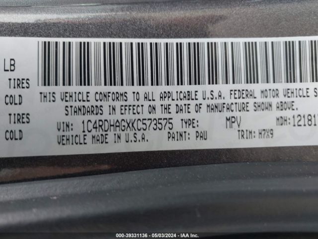 1C4RDHAGXKC573575 Dodge Durango Sxt Plus Rwd