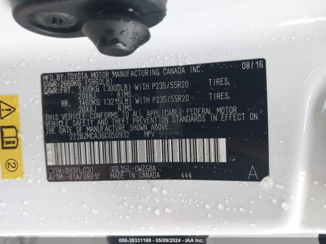 2T2BZMCA3GC050932 Lexus Rx 350 F Sport