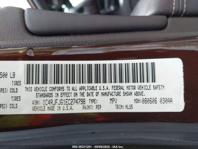 1C4RJFJG1EC274798 Jeep Grand Cherokee Summit