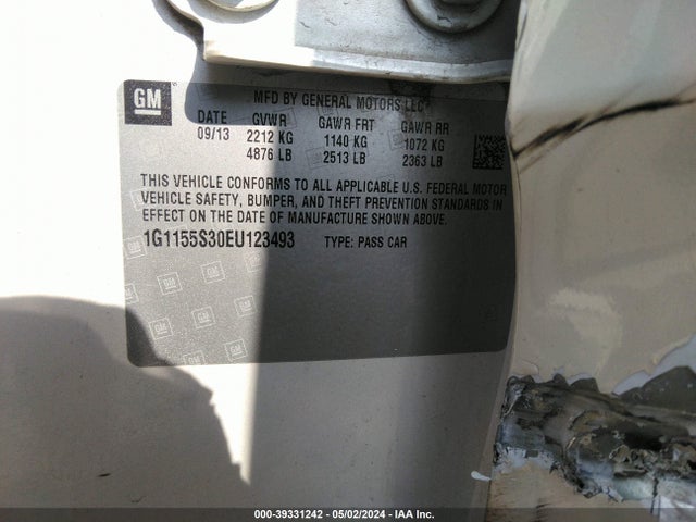 Chevrolet IMPALA 2LZ 2014 1G1155S30EU123493 Image 9