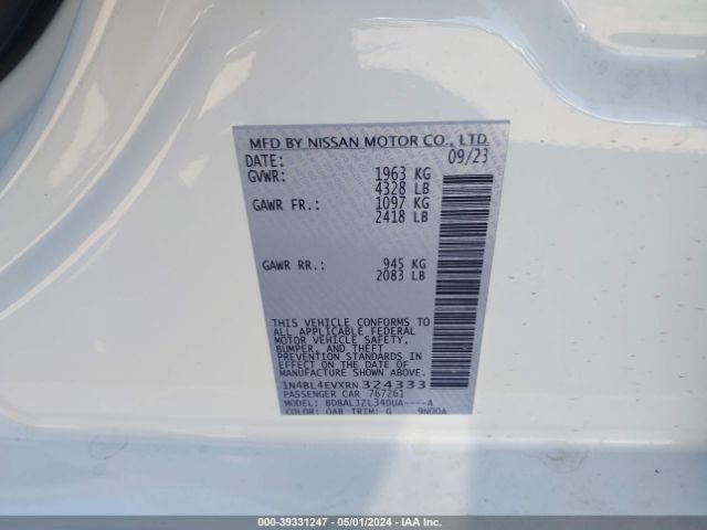 1N4BL4EVXRN324333 Nissan Altima Sl Fwd