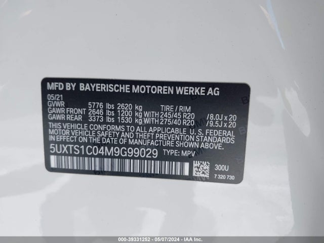 BMW X3 Phev Xdrive30e 2021 5UXTS1C04M9G99029 Image 9