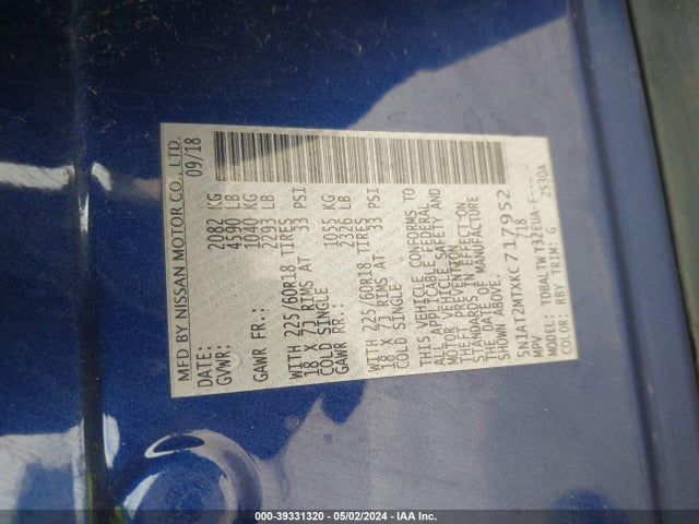 Nissan ROGUE SV 2019 5N1AT2MTXKC717952 Image 9