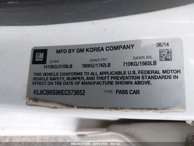 Chevrolet Spark Ls Auto 2014 KL8CB6S96EC573652 Image 9