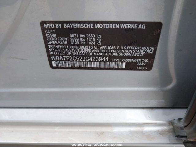 WBA7F2C52JG423944 BMW Alpina B7 Xdrive