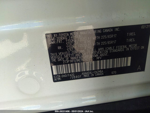 Toyota Rav4 Xle 2021 2T3P1RFV1MC187822 Image 9