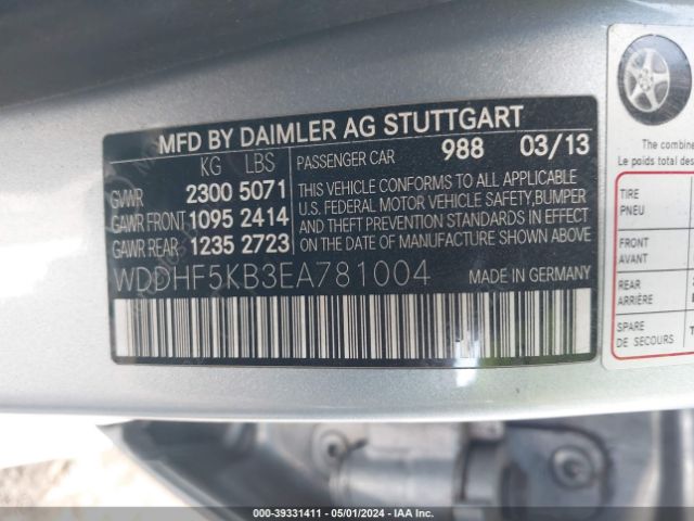 WDDHF5KB3EA781004 Mercedes-Benz E 350