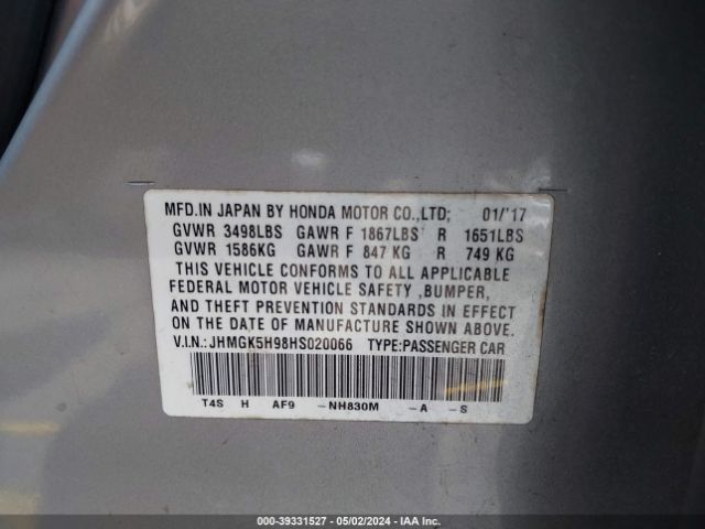 JHMGK5H98HS020066 Honda Fit Ex-l