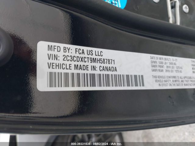 2C3CDXCT9MH587871 Dodge Charger R/t Rwd