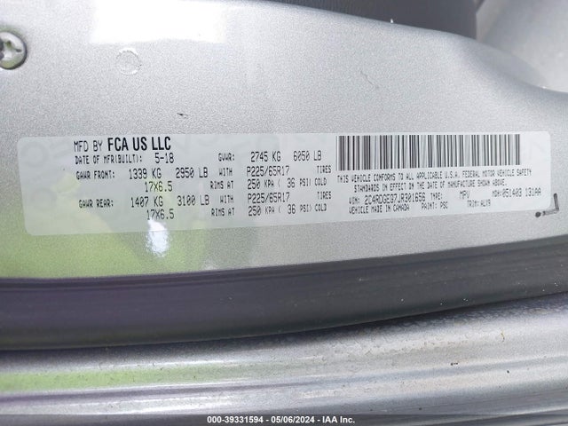 Dodge Grand Caravan Gt 2018 2C4RDGEG7JR301656 Image 9