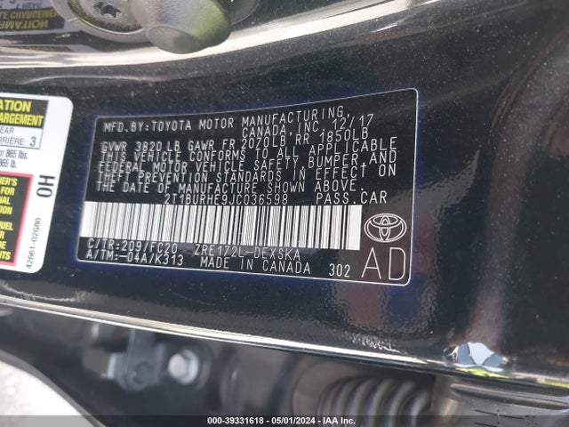 Toyota COROLLA SE 2018 2T1BURHE9JC036598 Image 9