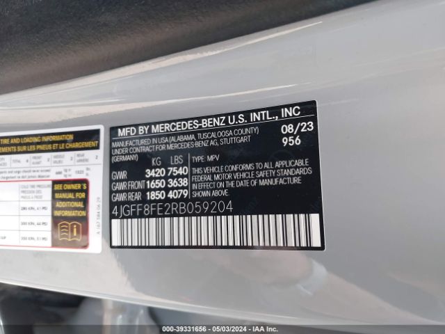 4JGFF8FE2RB059204 Mercedes-Benz Gls 580 4matic