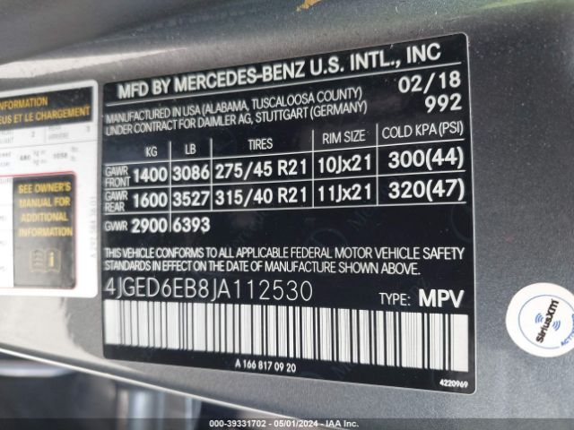 4JGED6EB8JA112530 Mercedes-Benz Amg Gle 43 Coupe 4matic