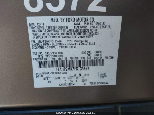 1FAHP2MK7FG135696 Ford Police Interceptor