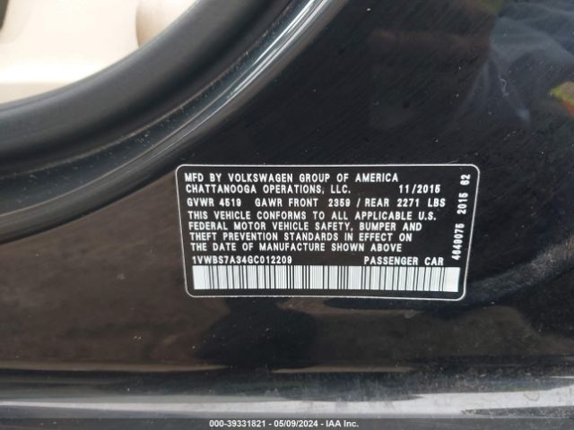 1VWBS7A34GC012209 Volkswagen Passat 1.8t Se