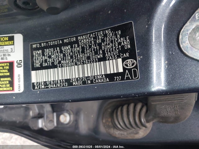 Toyota COROLLA LE 2019 2T1BURHE1KC162231 Image 9