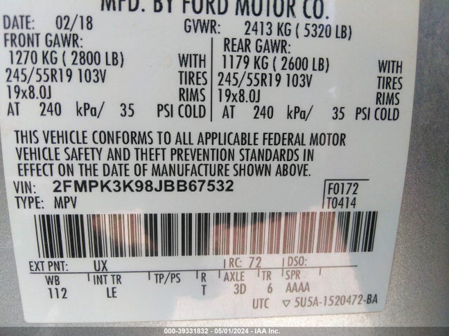 Ford Edge Titanium 2018 2FMPK3K98JBB67532 Image 9