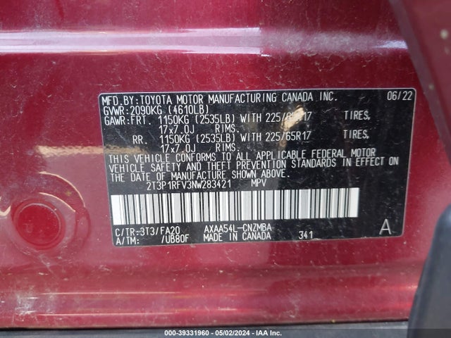 Toyota Rav4 Xle 2022 2T3P1RFV3NW283421 Image 9