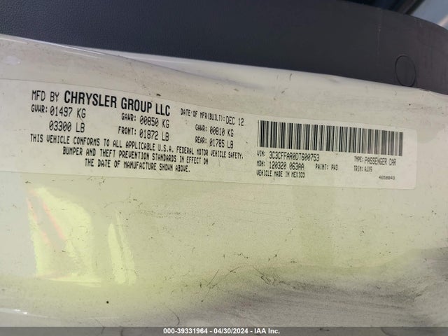 2013 FIAT 500 3C3CFFAR0DT600753 Photo 8