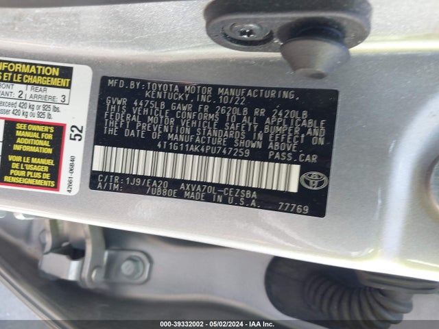 Toyota CAMRY SE 2023 4T1G11AK4PU747259 Image 9
