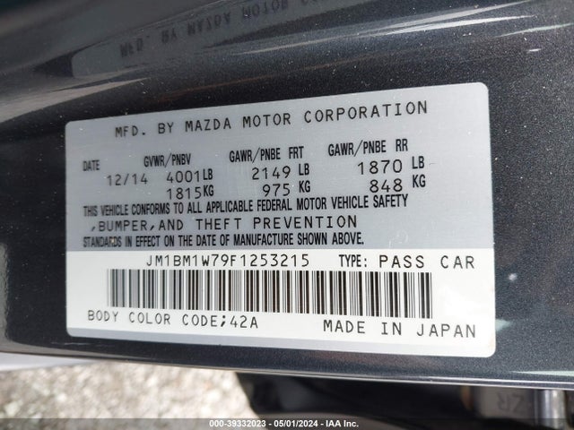 JM1BM1W79F1253215 Mazda Mazda3 I Grand Touring