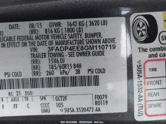Ford FIESTA SE 2016 3FADP4EE8GM110719 Image 9