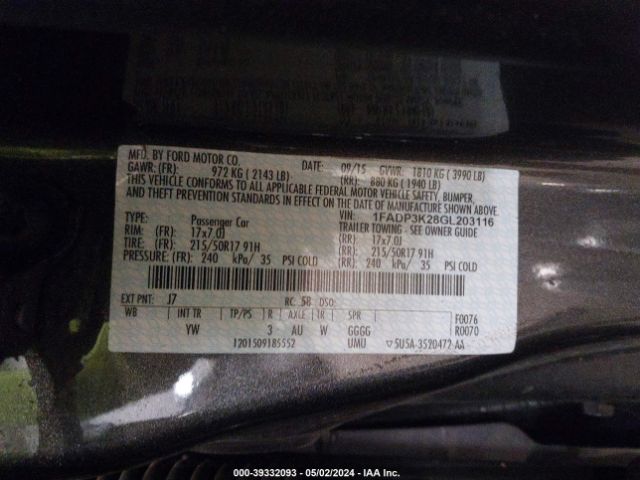 1FADP3K28GL203116 Ford FOCUS SE