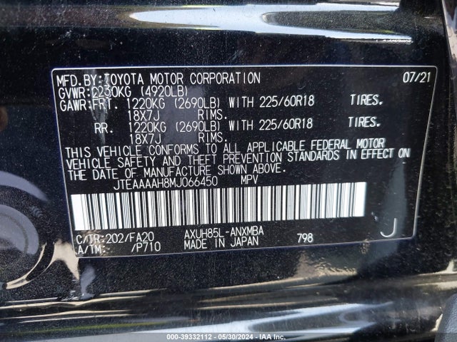 Toyota VENZA LE 2021 JTEAAAAH8MJ066450 Image 9