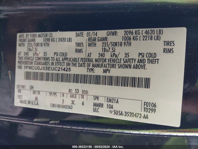 Ford Escape Titanium 2014 1FMCU0JX5EUC21425 Image 9