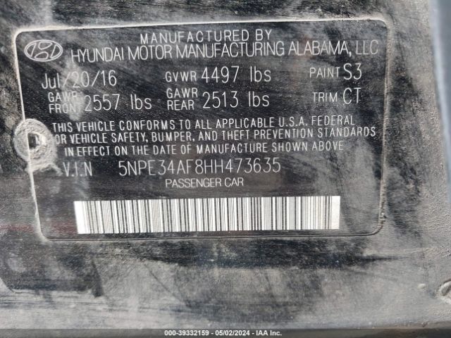 5NPE34AF8HH473635 Hyundai Sonata Sport