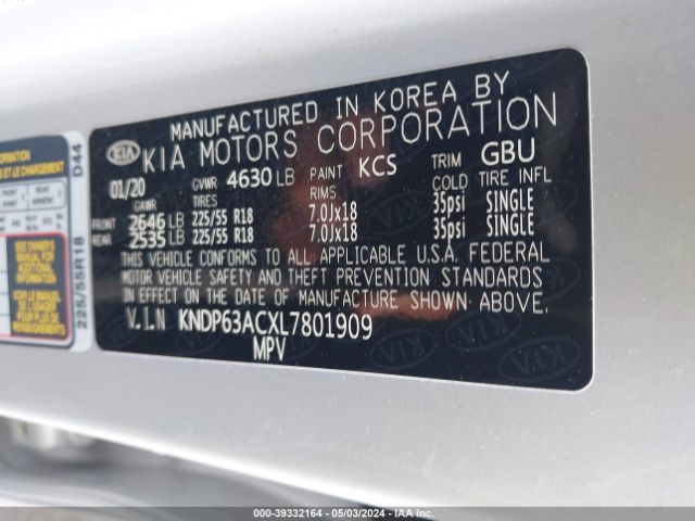 KNDP63ACXL7801909 KIA SPORTAGE S