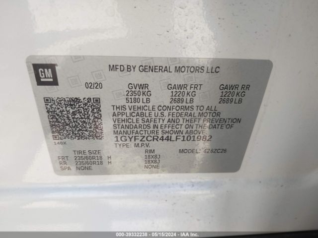 1GYFZCR44LF101982 Cadillac Xt4 Fwd Premium Luxury