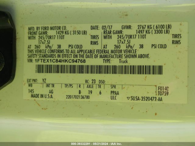 1FTEX1C84HKC94768 Ford F-150 Xl