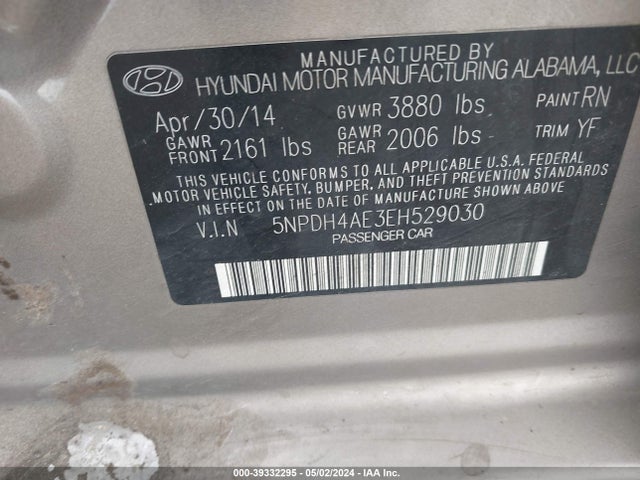 Hyundai ELANTRA SE 2014 5NPDH4AE3EH529030 Image 9