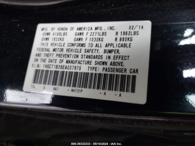 1HGCT1B36EA007975 Honda Accord Lx-s